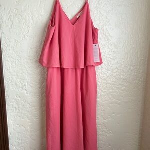 NWT Cooper &‎ Ella Empower Pink Layered Midi sleeveless Dress size Small